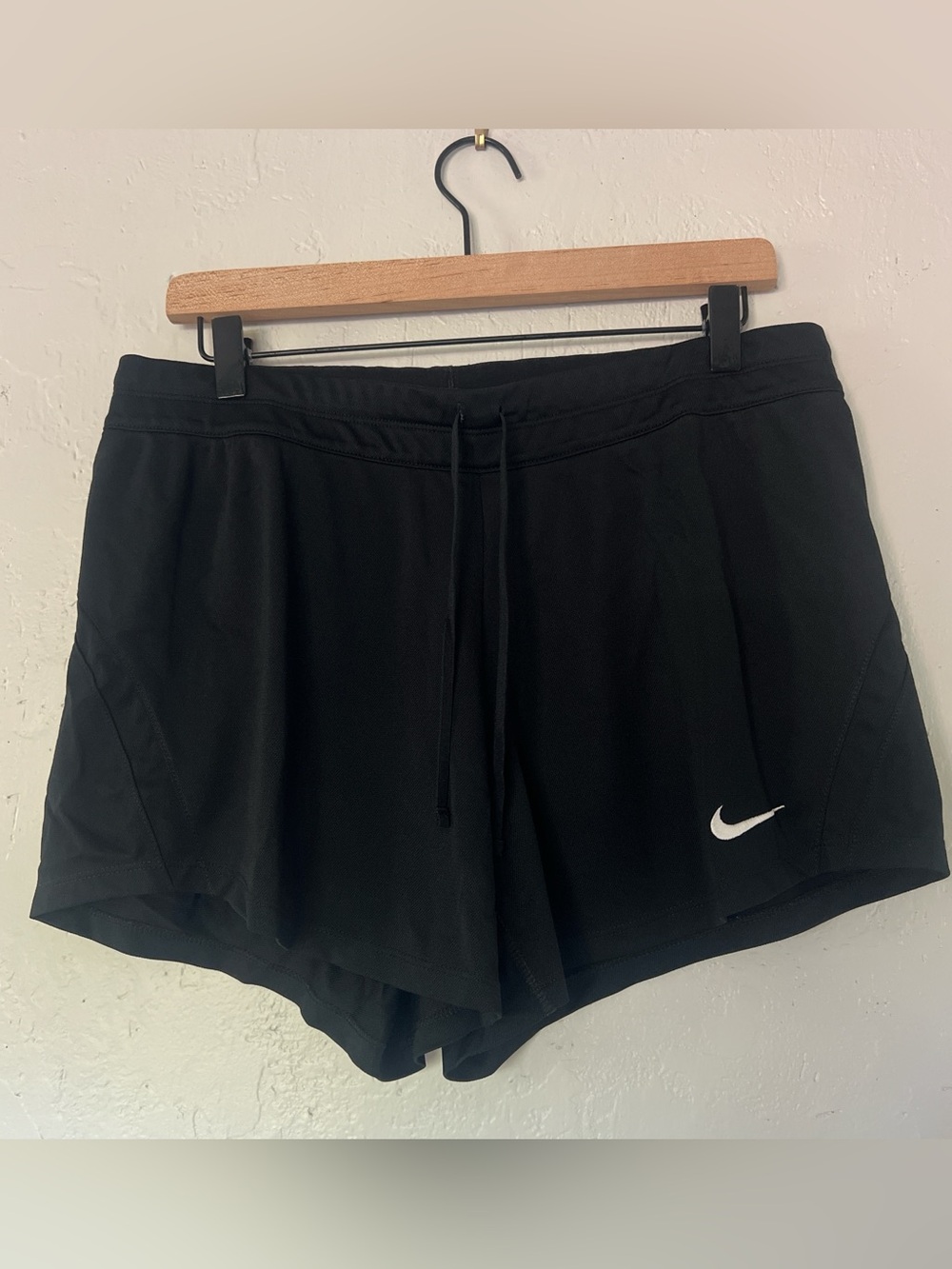 Nike Black Women's Athletic Running Shorts with White Swoosh